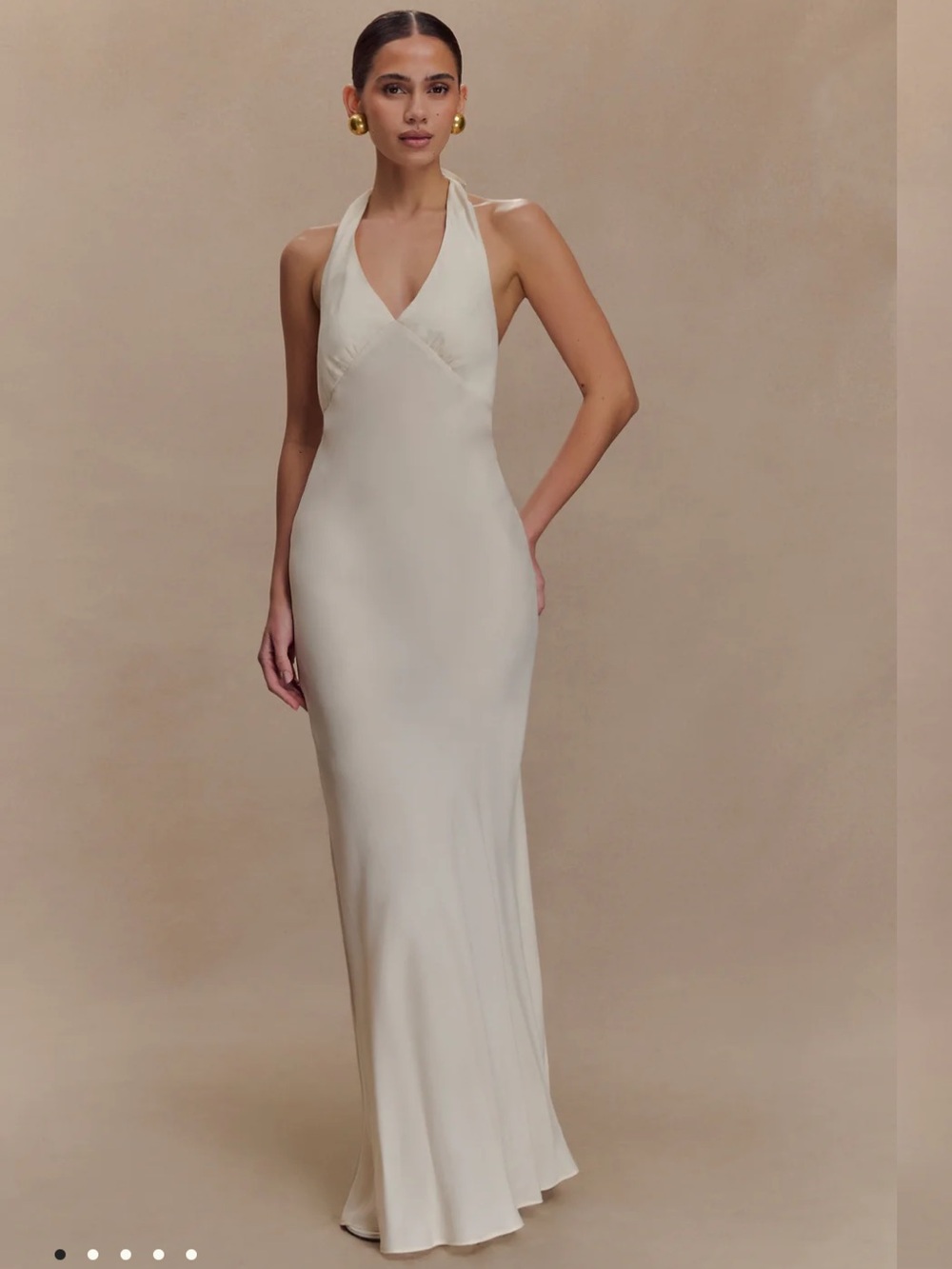 Meshki Louisiana Ivory Halter maxi dress